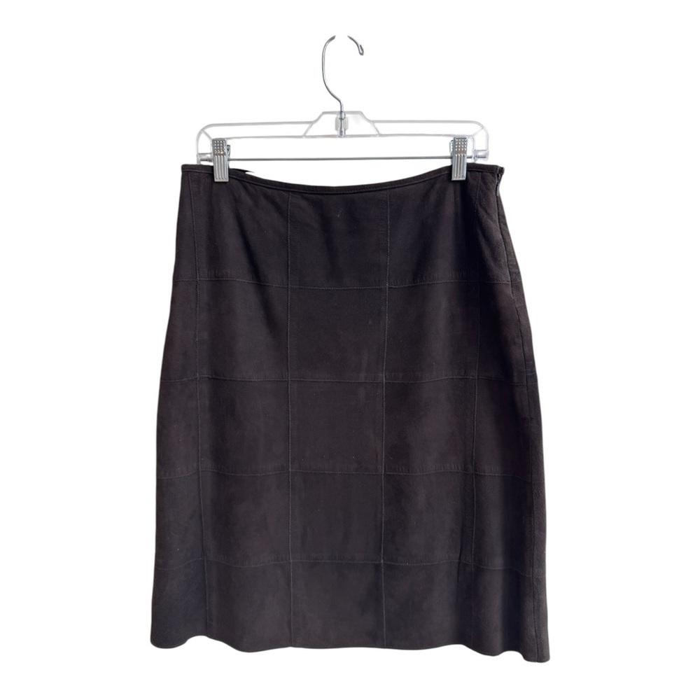 Armani Exchange Brown Square Solid Patchwork Suede A Line Womens Size 8 Skirt